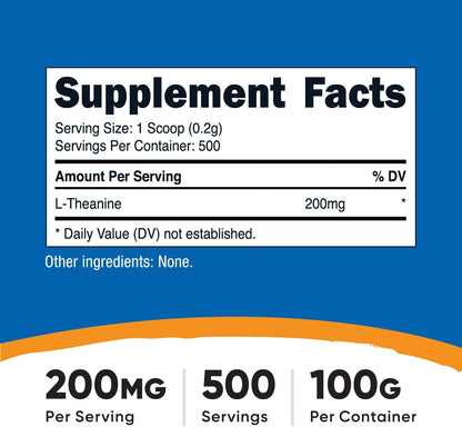 Nutricost L-Theanine Powder 100g - Gluten-free & Non-GM