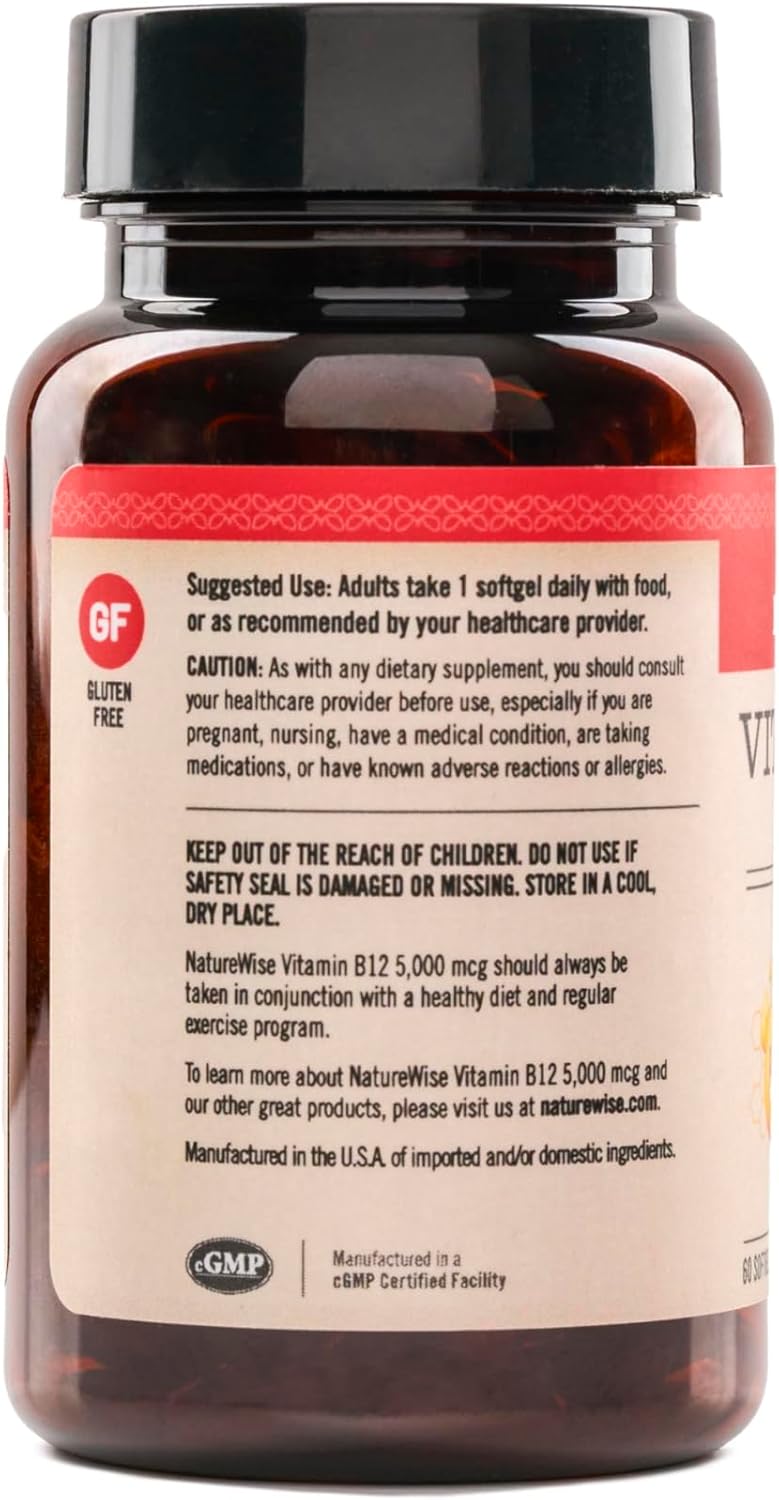 NatureWise Vitamin B12 5000 mcg - Extra Strength - 60 Soft gel capsules - görsel 2