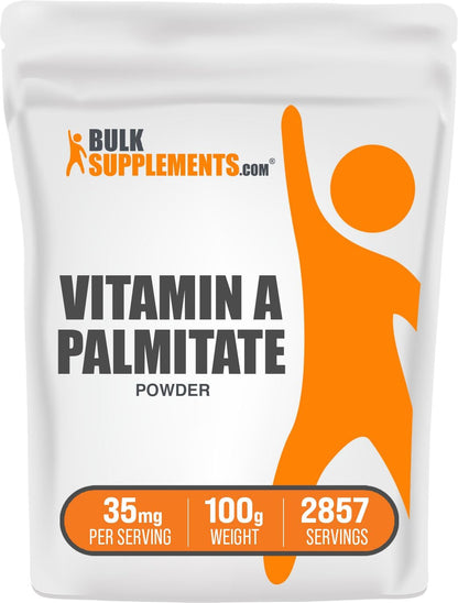 BulkSupplements.com Vitamin A Palmitate Powder - as Retinol Palmitate, Vitamin A Supplement for Immune & Eye Support - Gluten-free, 35mg per Serving, 50g