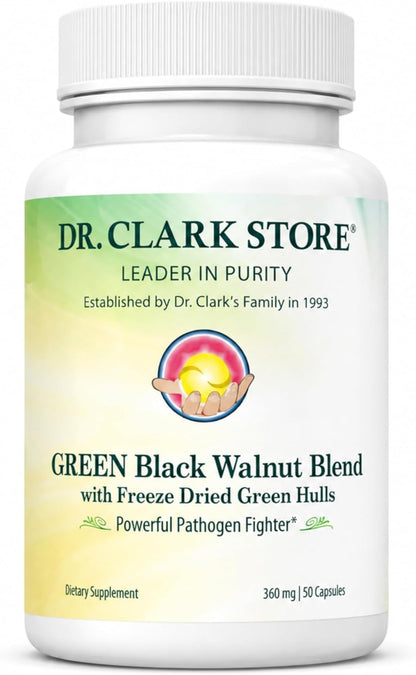 Dr Clark Store Green Black Walnut Blend 360mg with Peppermint, 60 Tapioca Capsules