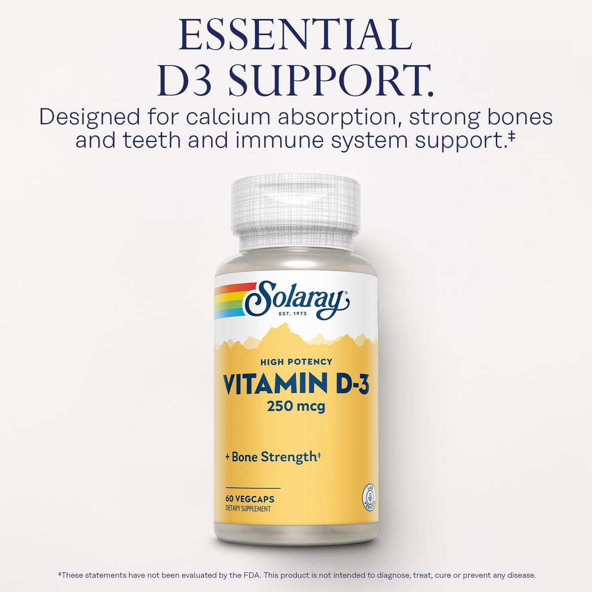 SOLARAY Vitamin D3 10000 IU (250 mcg) – High-Strength Supplement for Bones & Immune Health, 60 Vegetarian Capsules - görsel 3
