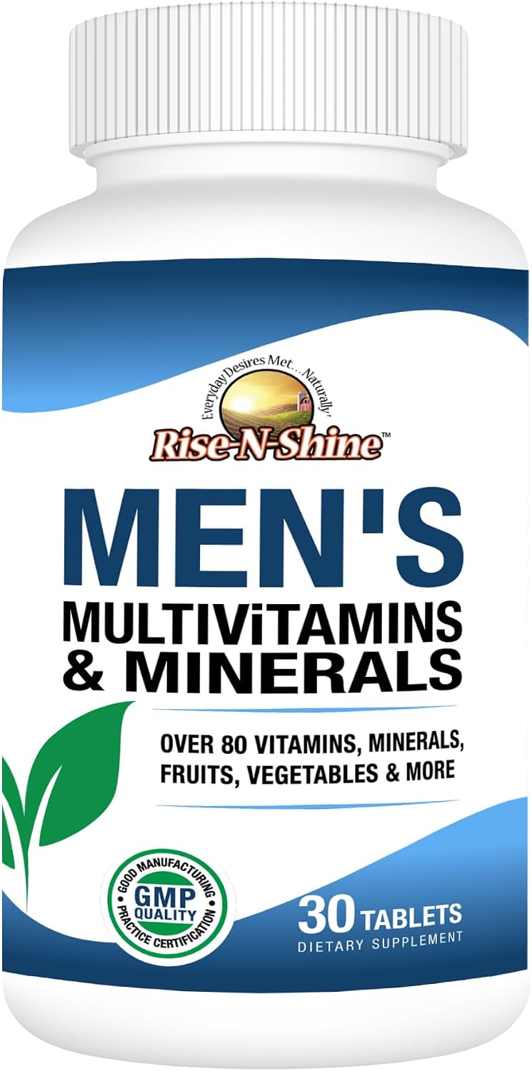 Rise-N-Shine Men's Multivitamins and Minerals with Zinc, Selenium, Calcium, Magnesium and More for Normal Immune Function – Vitamins for Men – 30 Tablets - görsel 1