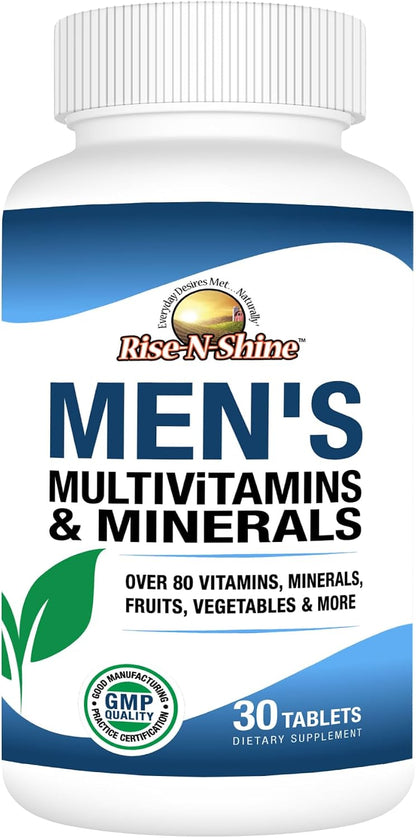 Rise-N-Shine Men's Multivitamins and Minerals with Zinc, Selenium, Calcium, Magnesium and More for Normal Immune Function – Vitamins for Men – 30 Tablets