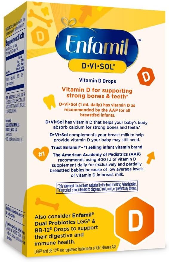 Enfamil D-Vi-Sol Vitamin D Liquid Supplement Drops for Infants, 50 ml Dropper Bottle, Pack of 3 - görsel 7