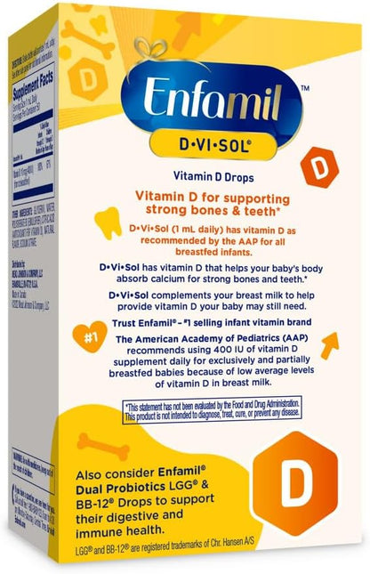 Enfamil D-Vi-Sol Vitamin D Liquid Supplement Drops for Infants, 50 ml Dropper Bottle, Pack of 3