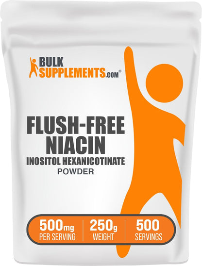 BulkSupplements.com Flush Free Niacin Powder - Inositol Hexanicotinate, Vitamin B3 Supplement, 500mg per Serving, 250g (8.8 oz)