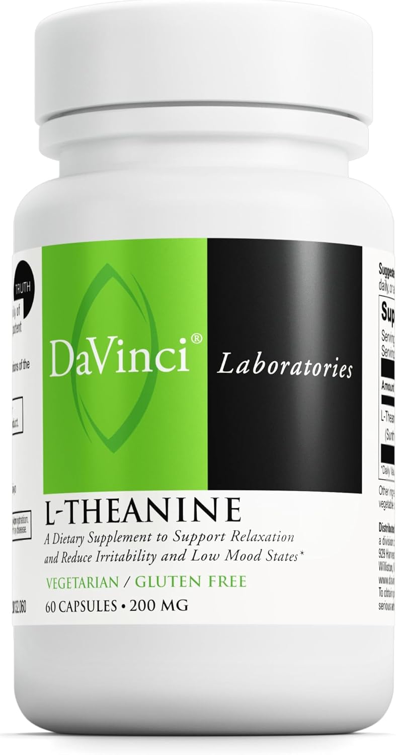 DAVINCI Labs L-Theanine – 200 mg, 120 Vegetarian Capsules – Food Supplement for Focus and Relaxation - görsel 9