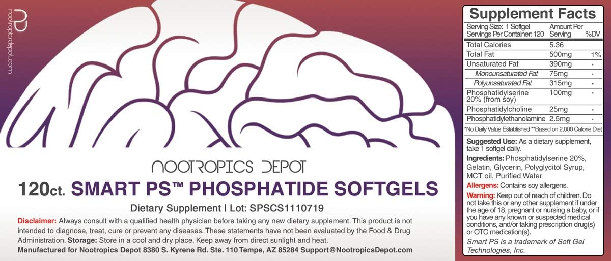 Nootropics Depot Smart PS Phosphatide Complex, 100 mg, 120 Capsules - görsel 2