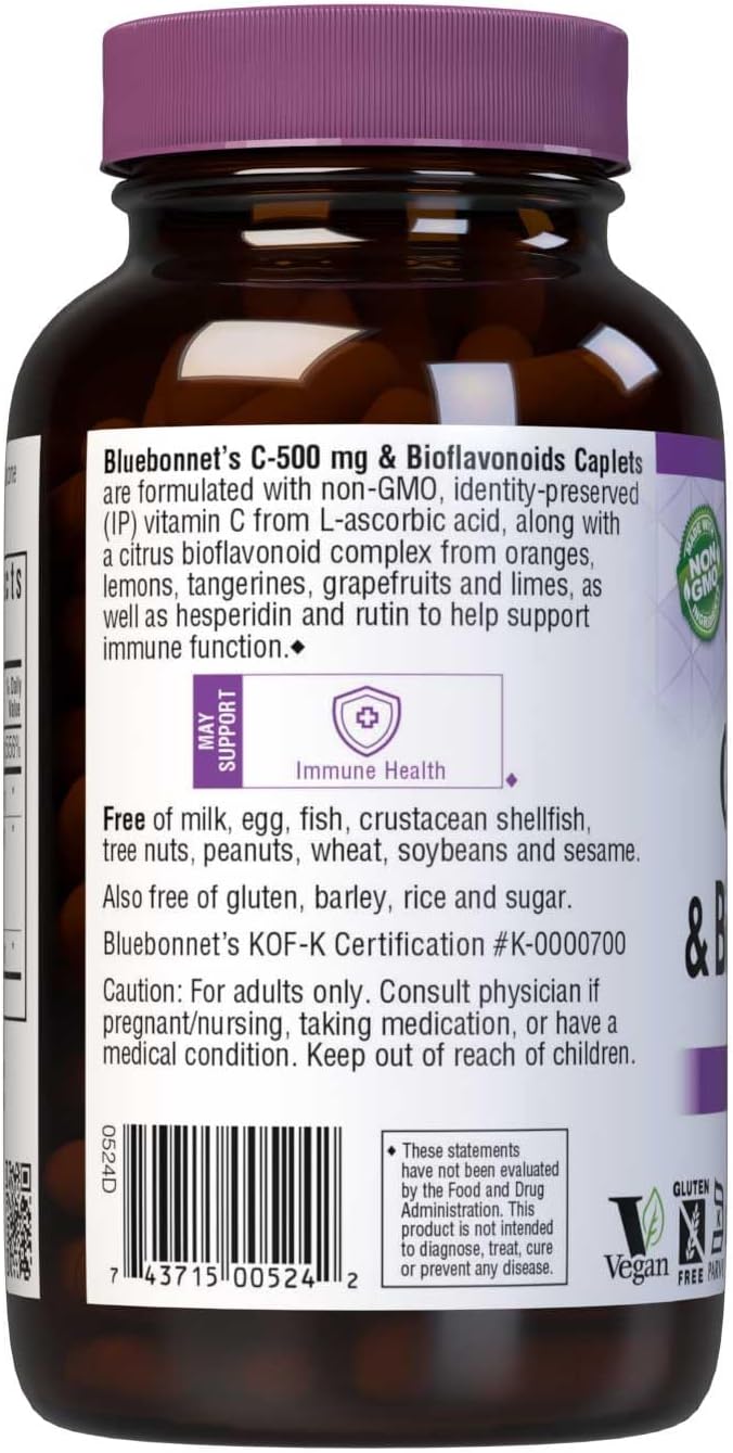 Bluebonnet Nutrition C-500 mg Plus Bioflavonoids, 180 Caplets - görsel 3