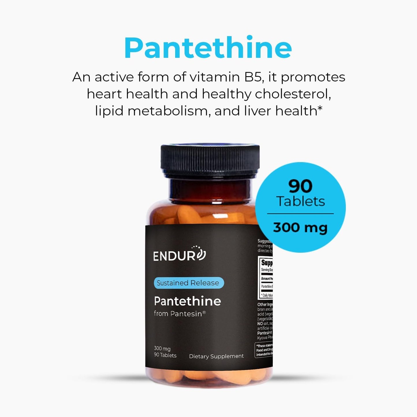 Endur Pantethine from Pantesin – Sustained Release – 300mg, 90 Tablets - görsel 2