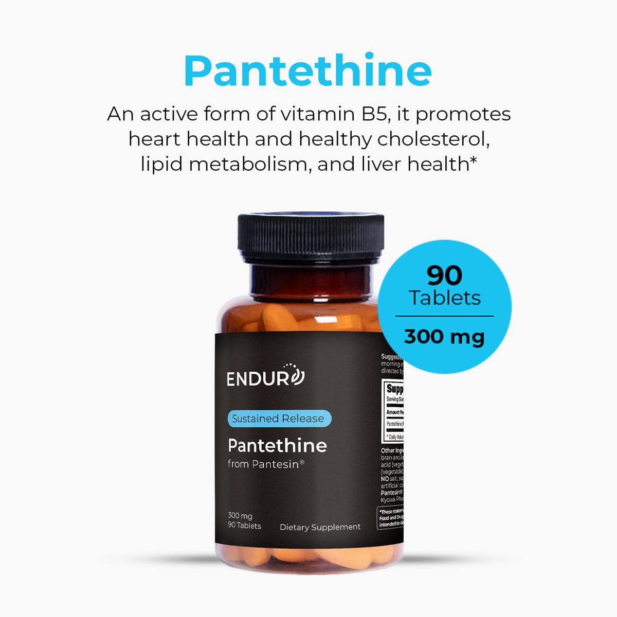 Endur Pantethine from Pantesin – Sustained Release – 300mg, 90 Tablets - görsel 2