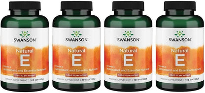 Swanson Vitamin E - Natural Vitamin Food Supplement Supporting Cell Protection - Natural Formula Delivering Essential D-Alpha Tocopherols - (100 Soft gel capsule Capsules, 1000 IU Each) (2 Pack)