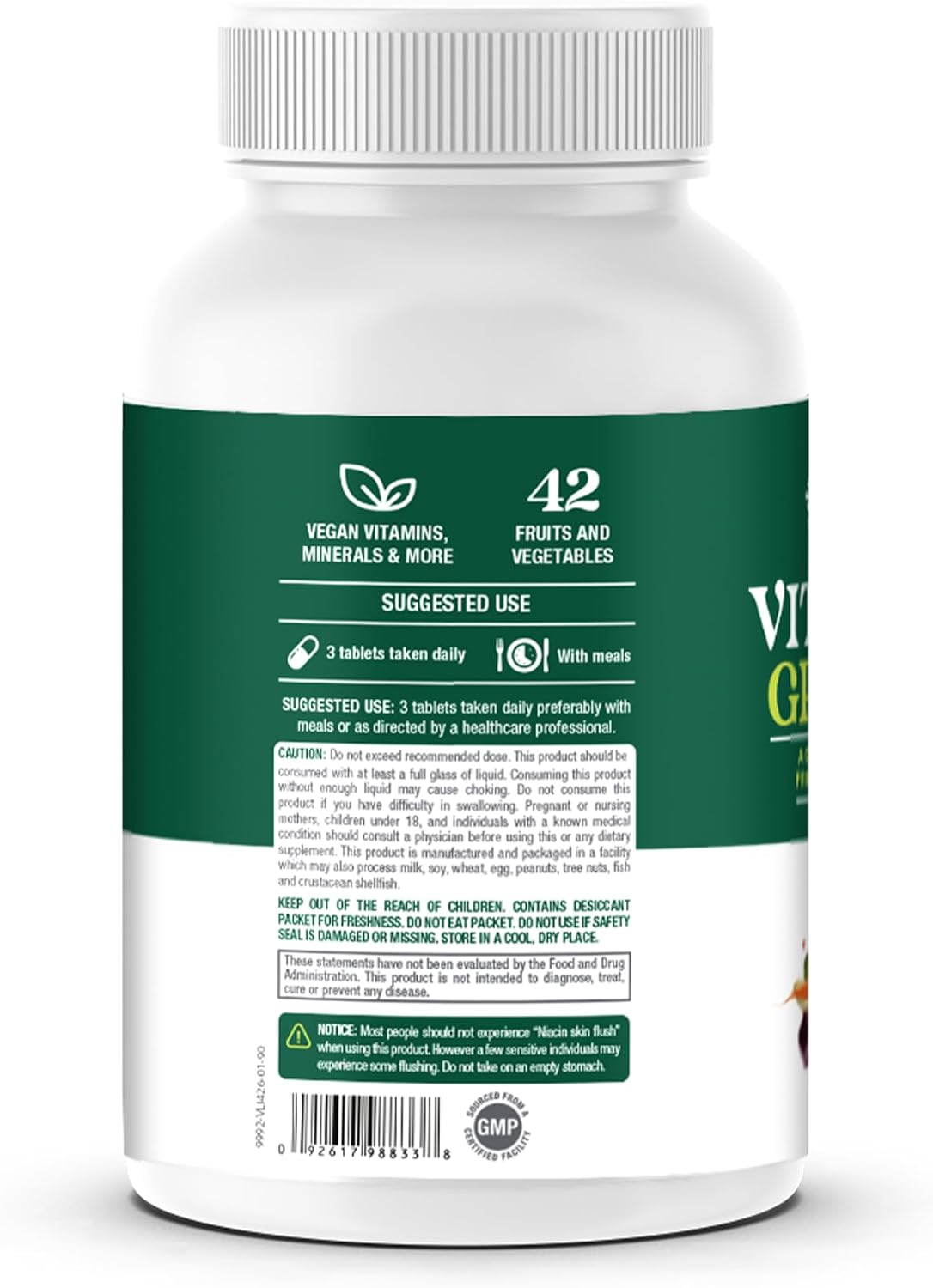 Evolution Advance Nutrition Vitality Green – Fruit and Vegetable Supplement, 90 Tablets – Vegan - görsel 7