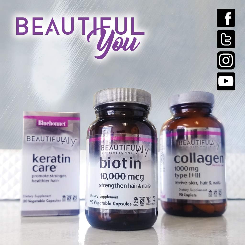Bluebonnet Nutrition Beautiful Ally Biotin 10,000 mcg, 90 Vegetable Capsules - görsel 9