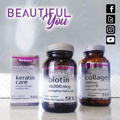 Bluebonnet Nutrition Beautiful Ally Biotin 10,000 mcg, 90 Vegetable Capsules
