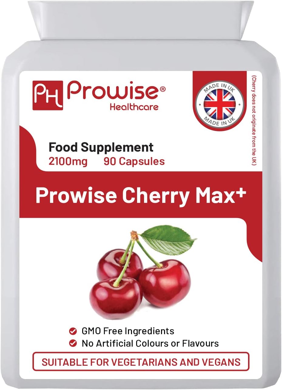Cherry Max+ 2100mg Montmorency Cherry with Black Cherry - 90 Vegan Capsules - High Strength - Prowise Health care - görsel 1