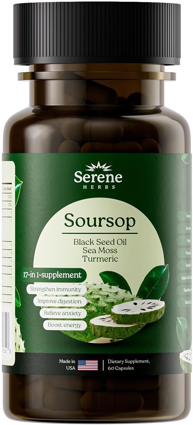 Serene Herbs 17-in-1 Sea Moss Capsules - Irish Moss, Ashwagandha, Turmeric, Bladderwrack - 60 Capsules - görsel 1