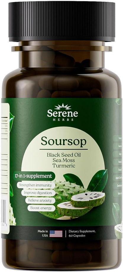 Serene Herbs 17-in-1 Sea Moss Capsules - Irish Moss, Ashwagandha, Turmeric, Bladderwrack - 60 Capsules