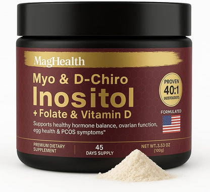 Myo-Inositol & D-Chiro Inositol Liquid Drops for Women – 40:1 Ratio with Vitex & Vitamin D3, 118 ml (2-Month Supply)