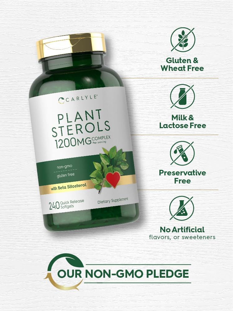 Carlyle Plant Sterols 1200 mg | 240 Ultra Potent Soft Gel Capsules | Non-GMO and Gluten-free Supplement | with Beta Sitosterol - görsel 5