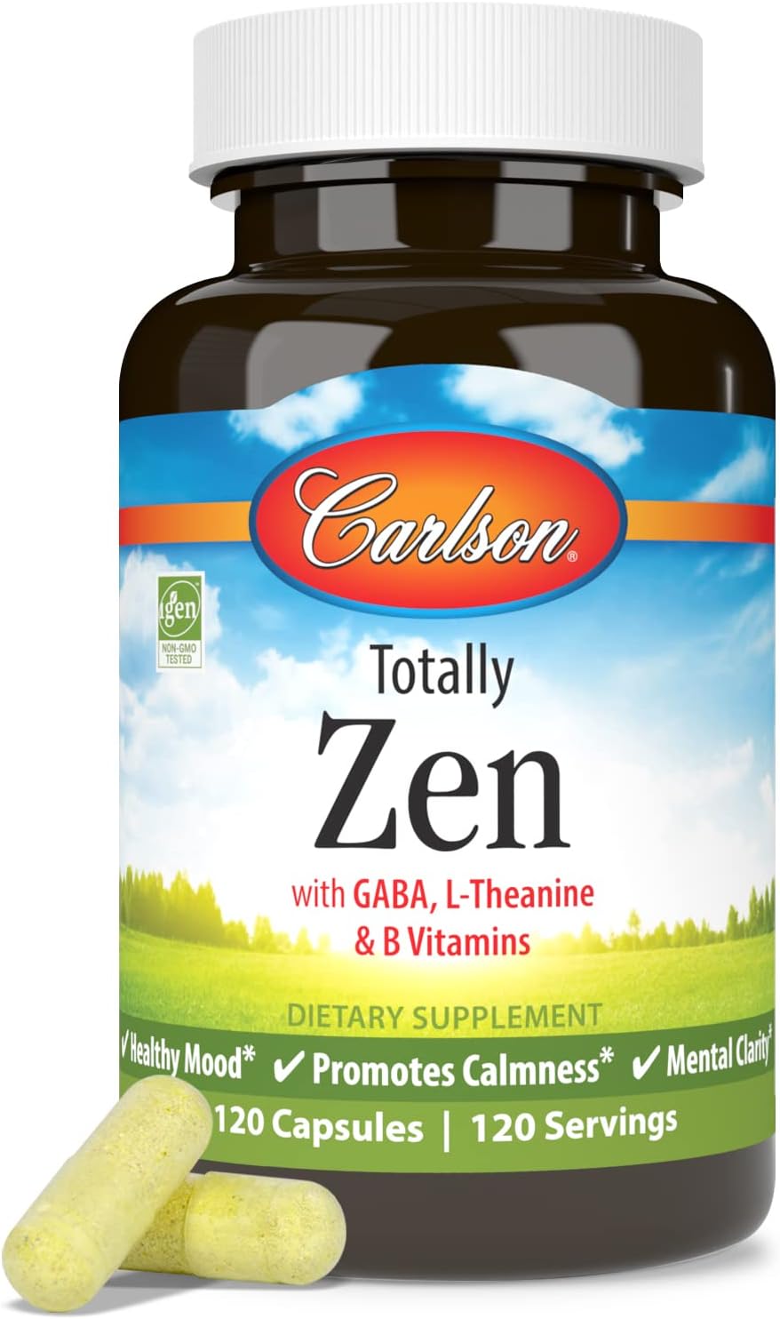 Carlson Totally Zen, GABA, L-Theanine & B Vitamins, 120 Capsules - görsel 5
