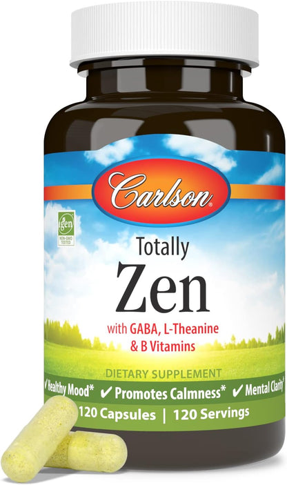 Carlson Totally Zen, GABA, L-Theanine & B Vitamins, 120 Capsules
