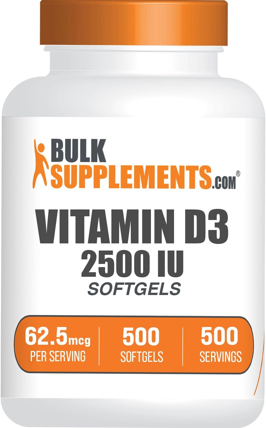 BulkSupplements.com Vitamin D3 2500 IU Softgels - 500 Count - görsel 1