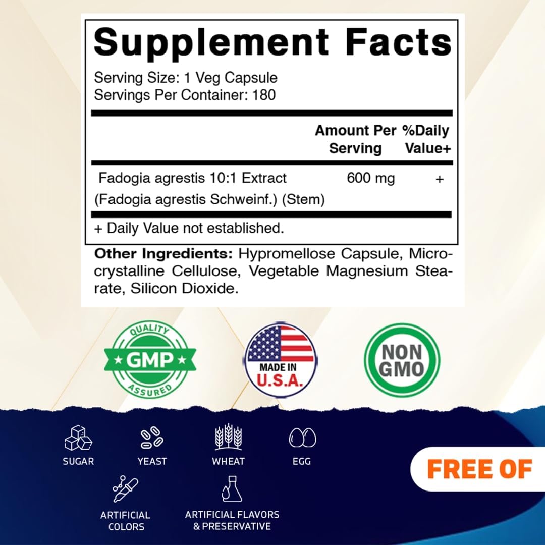 Vitamatic Fadogia Agrestis 10:1 Extract 600 mg 180 Veg Capsules - görsel 2