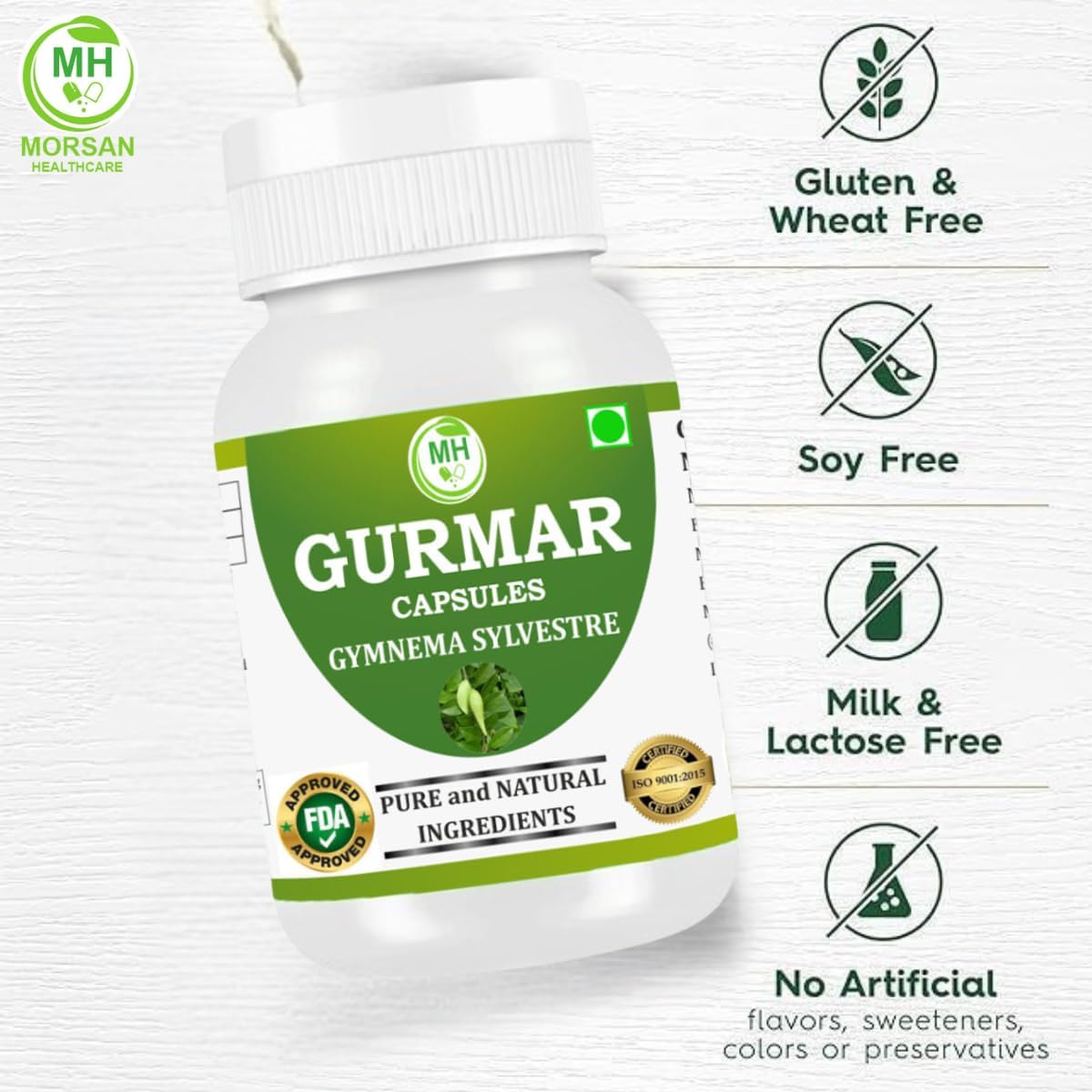 Morsan's Gudmar Extract (Gurmar) Capsules, Pack of 2 × 60 × 500 mg Veg. Capsules - görsel 7