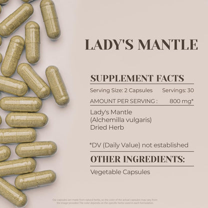 Lady's Mantle 60 Capsules - High-Potency Herbal Food Supplement with Dried Herb (Alchemilla vulgaris)