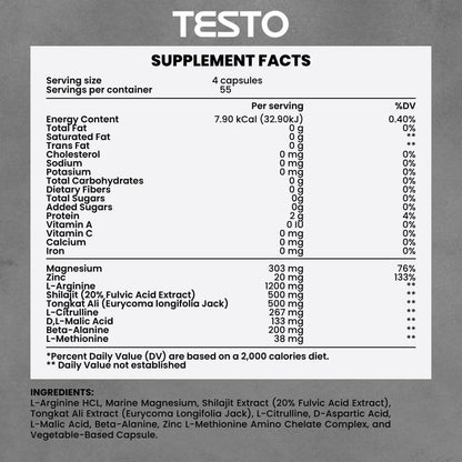 COURA Men's Testo Booster and Multivitamin – 220 Capsules (55 Servings)