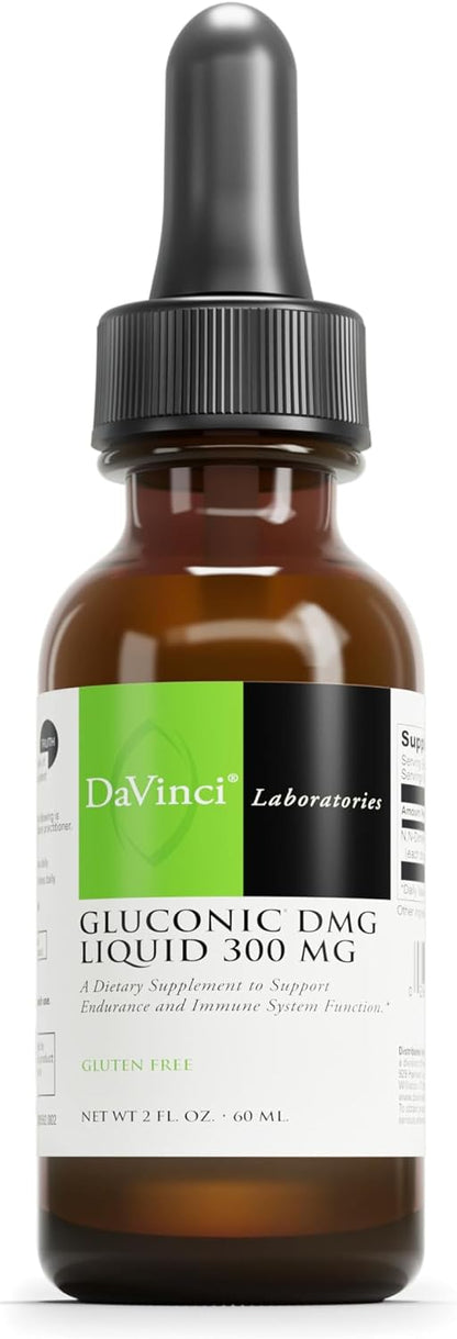 DaVinci Labs Gluconic DMG Liquid 300mg – Supports Immune System, Muscle Function, Heart Health & Brain Health* – 60 ml (60 Servings)