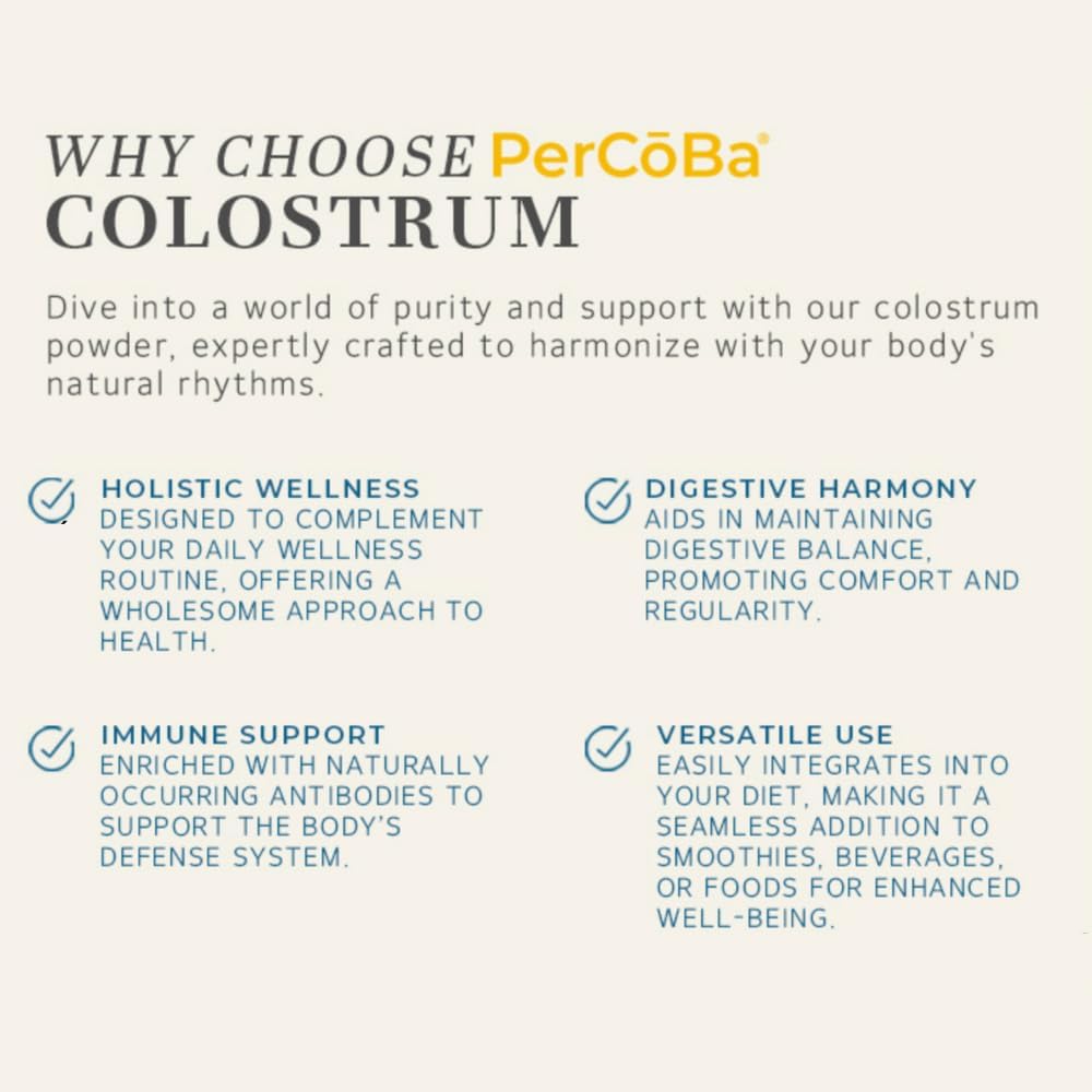 PERCOBA Bovine Colostrum Powder – Unflavoured, 3g per Serving, 83 Servings for Gut Health, Immunity and Muscle Recovery - görsel 3