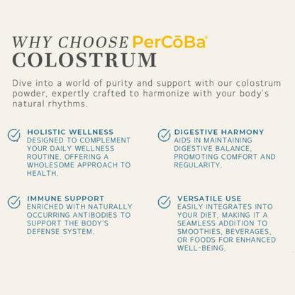 PERCOBA Bovine Colostrum Powder – Unflavoured, 3g per Serving, 83 Servings for Gut Health, Immunity and Muscle Recovery