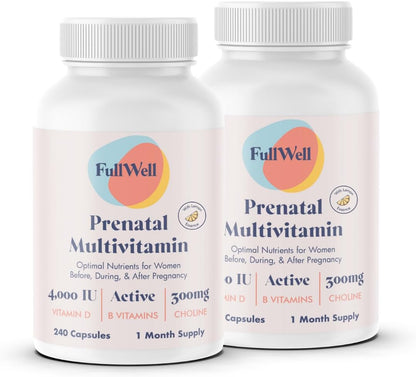 FullWell Women's Prenatal Multivitamin, 240 Capsules (30 Servings)