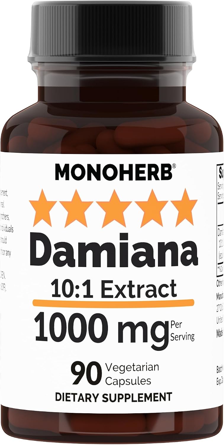 MONOHERB Damiana 10:1 Extract - 1000 mg per Serving - 90 Capsules (45 Servings) - görsel 1