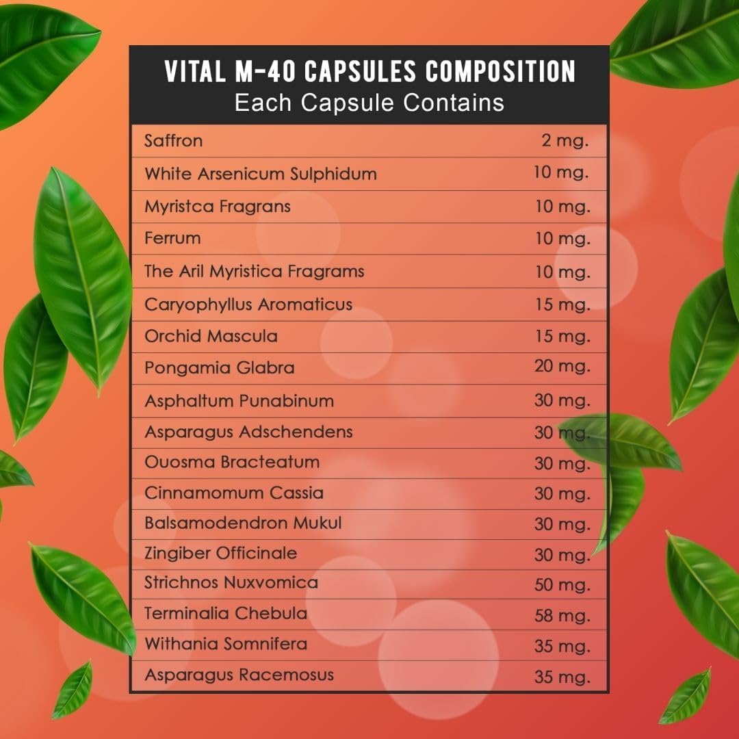 Vital M-40 Capsules for Men - Men's Wellbeing Support, 60 Capsules - görsel 2