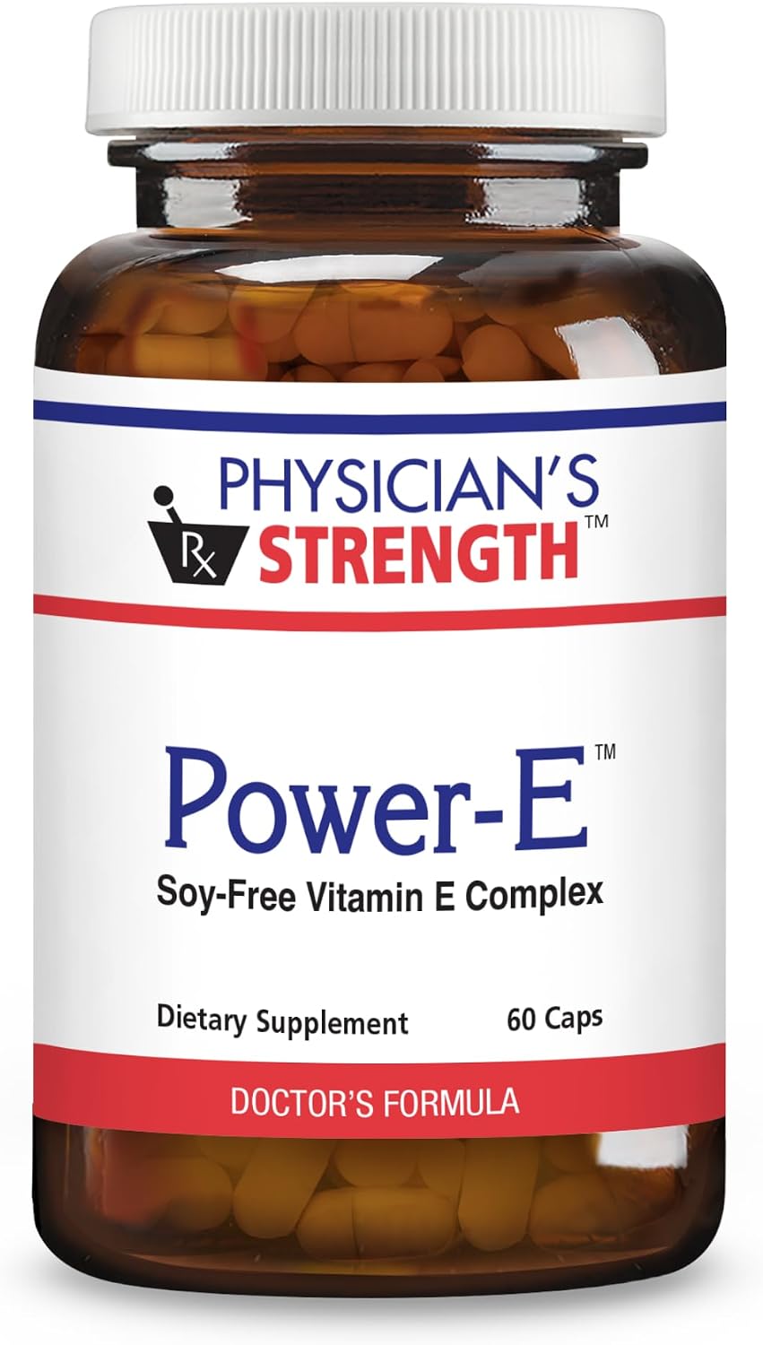 Physician's Strength Power-E Capsules - 60 Capsules - Soya-Free Vitamin E Complex - Non-GMO - 60 Servings - görsel 1