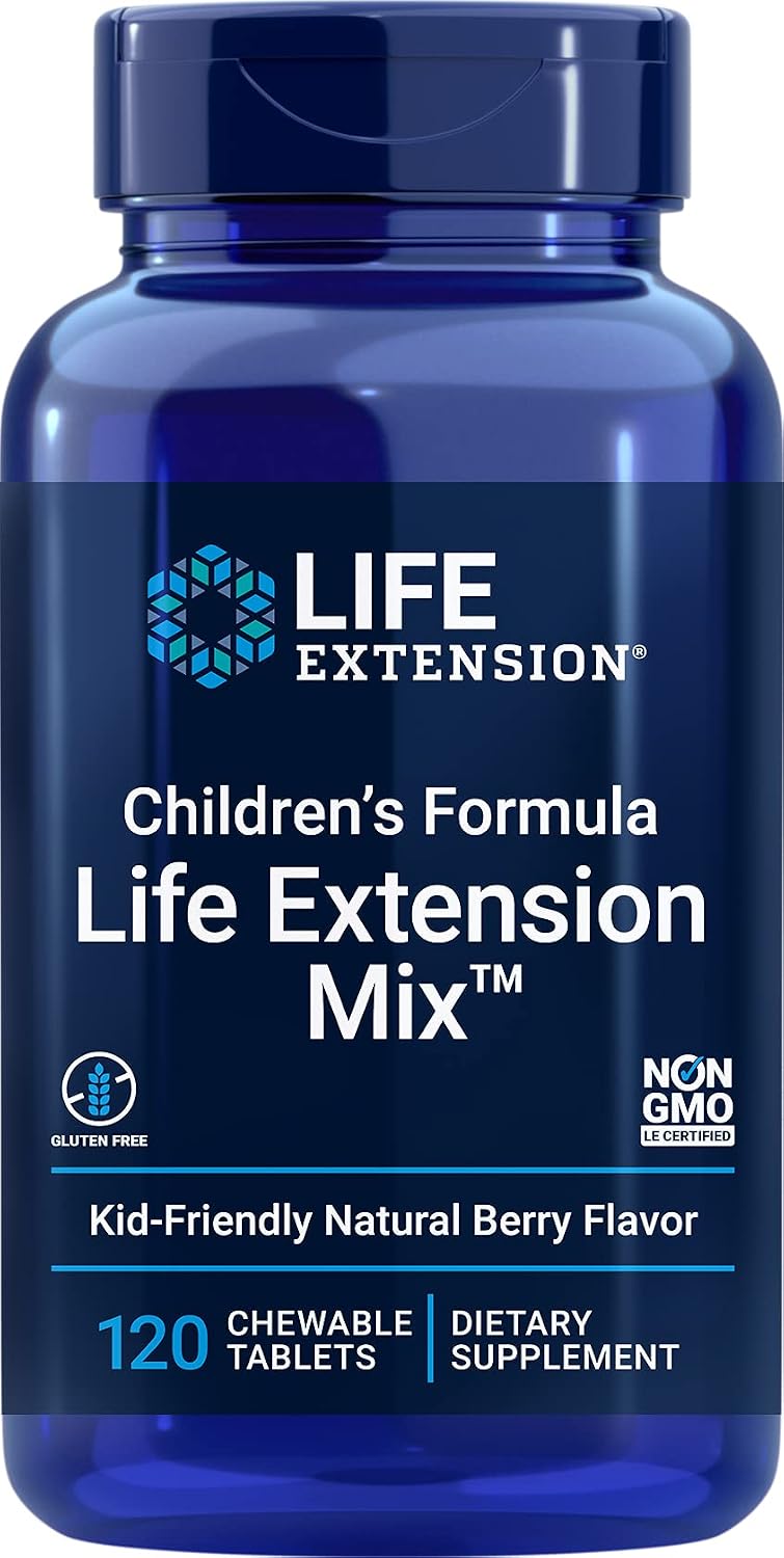 Life Extension Children's Formula Mix - Multivitamin for Kids, 18 Essential Vitamins and Minerals, Berry Flavoured, 120 Chewable Tablets - görsel 1