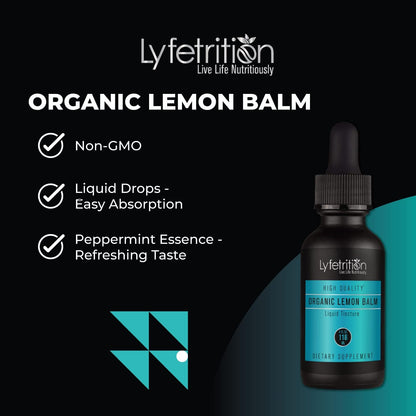 Lyfetrition Organic Lemon Balm 540 mg Liquid Extract, 118 ml (220 Servings)