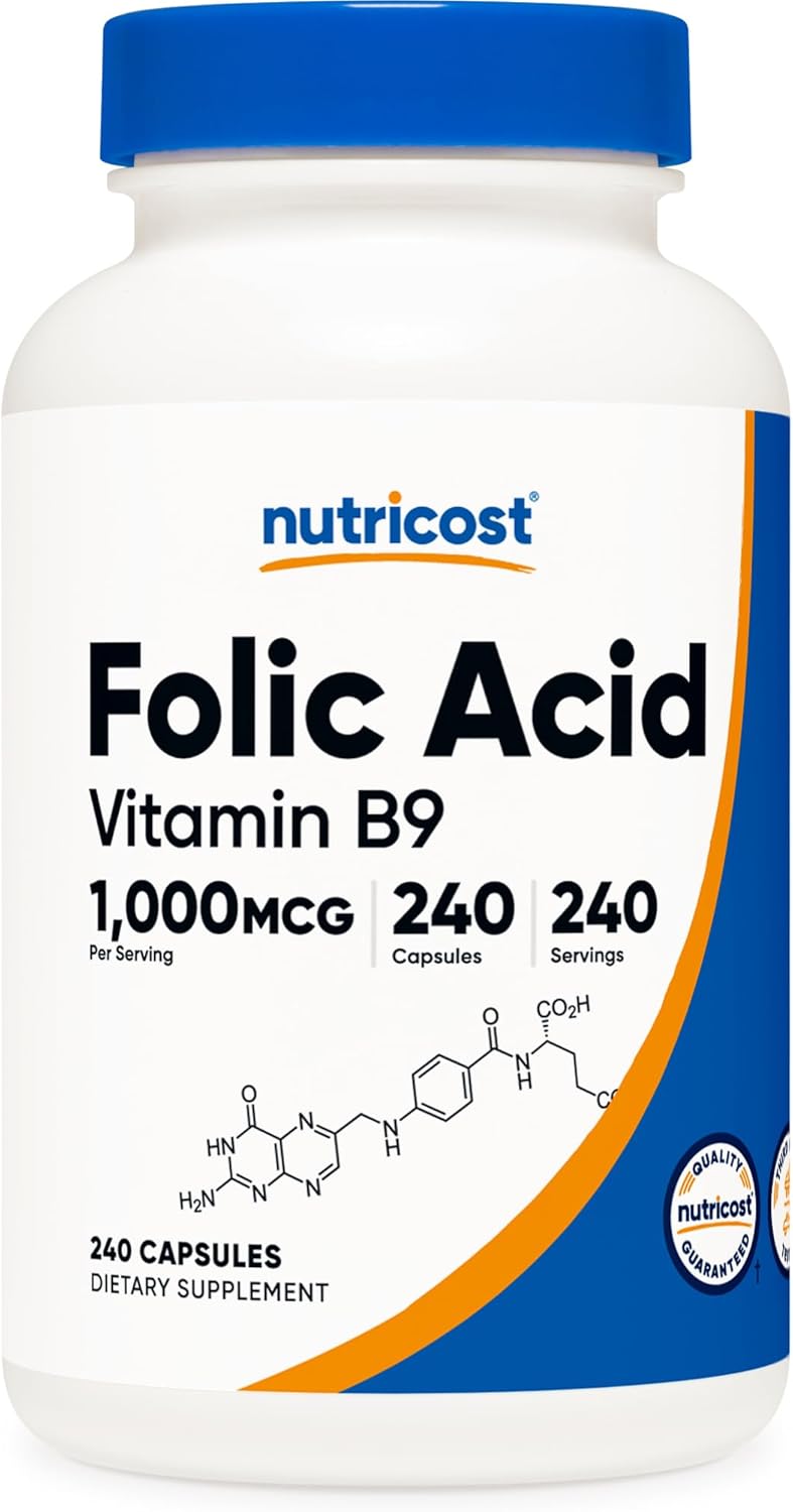 Nutricost Folic Acid (Vitamin B9) 1000 mcg – 240 Capsules (3-Pack) - görsel 7