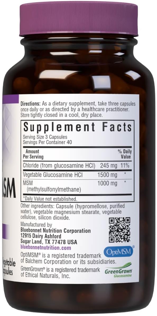 BlueBonnet Vegetarian Glucosamine Plus MSM Supplement, 120 Vegetable Capsules - görsel 2