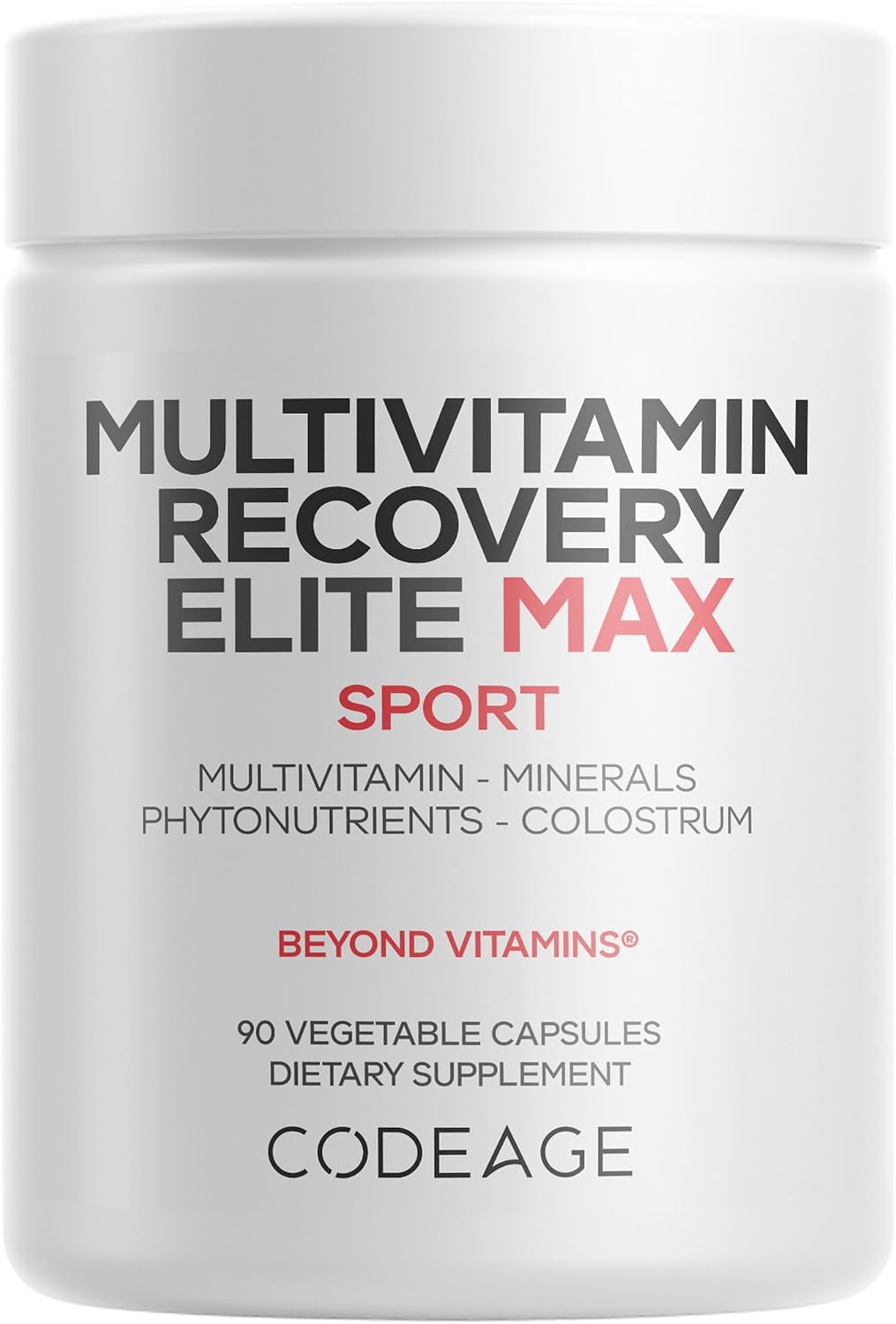 Codeage Multivitamin Recovery Elite Max Supplement - Vitamins A, C, D, E, B-Complex, Essential Minerals, Antioxidants, Colostrum, Phytonutrients, Pantethine, Non-GM, Sport Multivitamins - 90 Capsules - görsel 1
