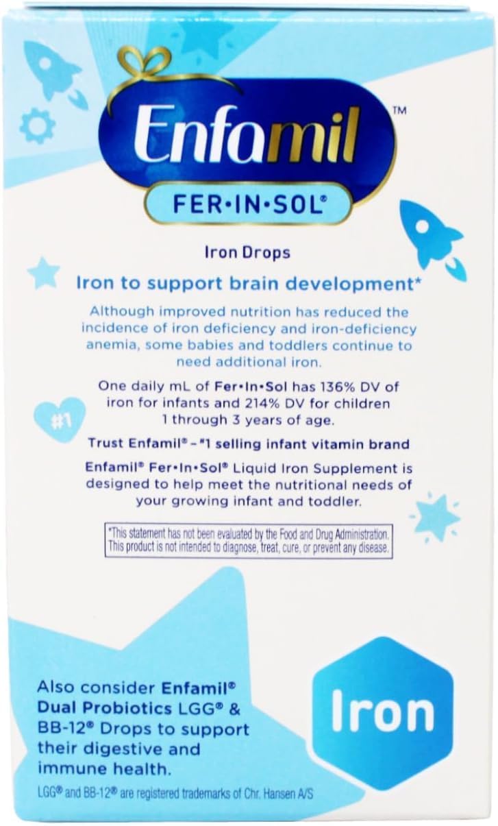 Enfamil Fer-in-Sol Iron Supplement Drops, for Infants and Toddlers - 50 mL - görsel 3