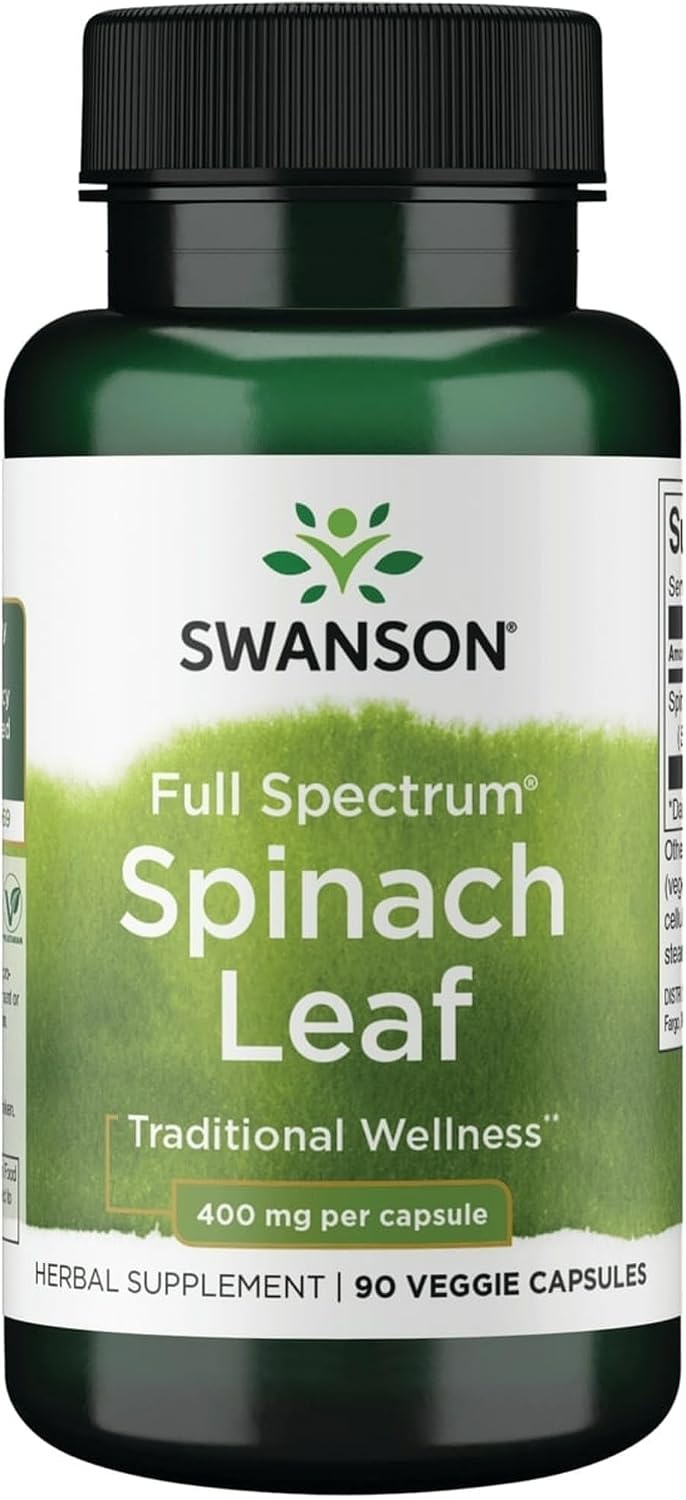 Swanson Full Spectrum Spinach Leaf 400 mg 90 Veg Capsules - görsel 1