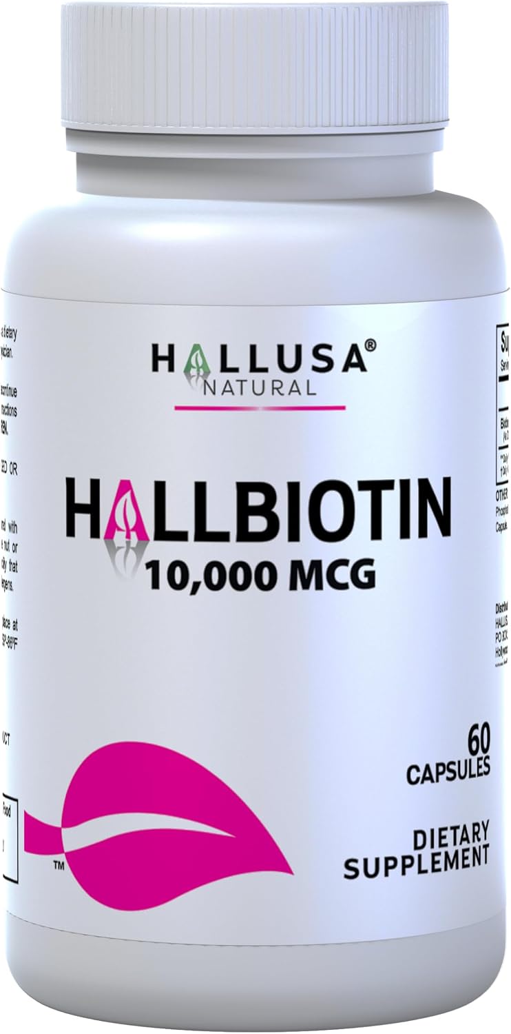 Hallusa Natural Biotin 10,000mcg, 60 Capsules - görsel 1