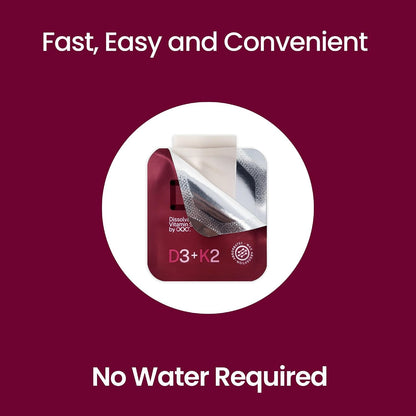 DISO - D3+K2 - Fast-Dissolving Oral Strips, Wild Raspberry Flavour, Vegan, Sugar Free, Maximum Absorption, Gluten-free, for Healthy Bones and Teeth - 30 Individually-Wrapped Dissolvable Strips