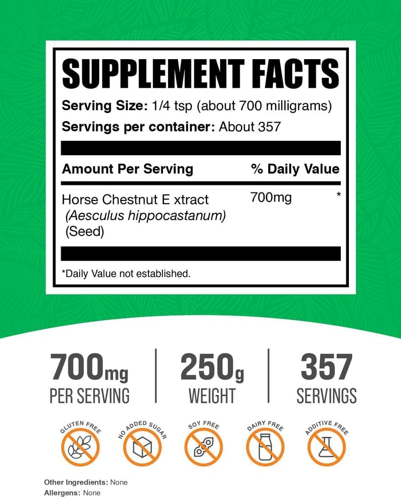BulkSupplements Horse Chestnut Extract Powder - 250g (700mg per Serving) - görsel 2