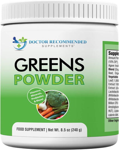 Doctor Recommended Greens Powder – Organic Whole Food Supplement with Probiotics & Enzymes – Berry Flavour