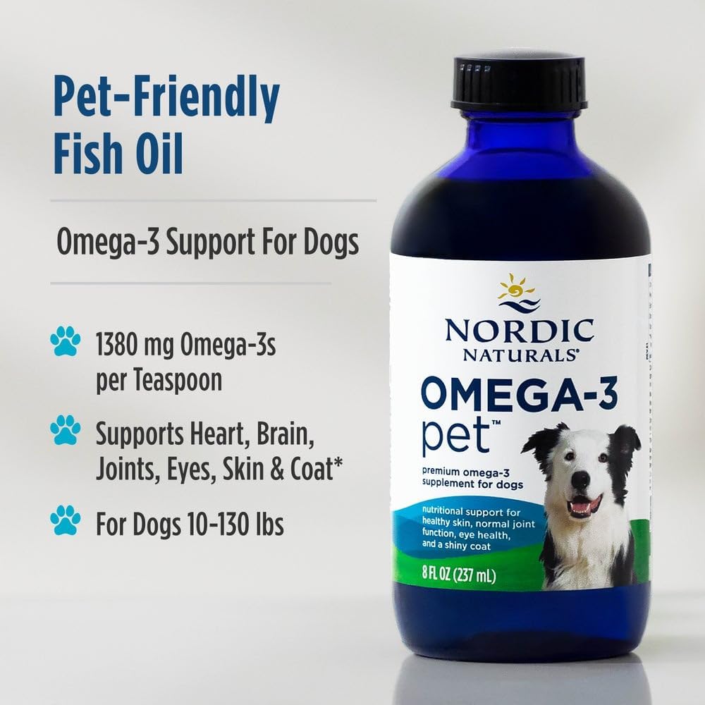 Nordic Naturals Omega-3 Pet, Unflavoured - 227 ml - 1380 mg Omega-3 Per 5 ml - Fish Oil for Medium to Large Dogs with EPA & DHA - görsel 3